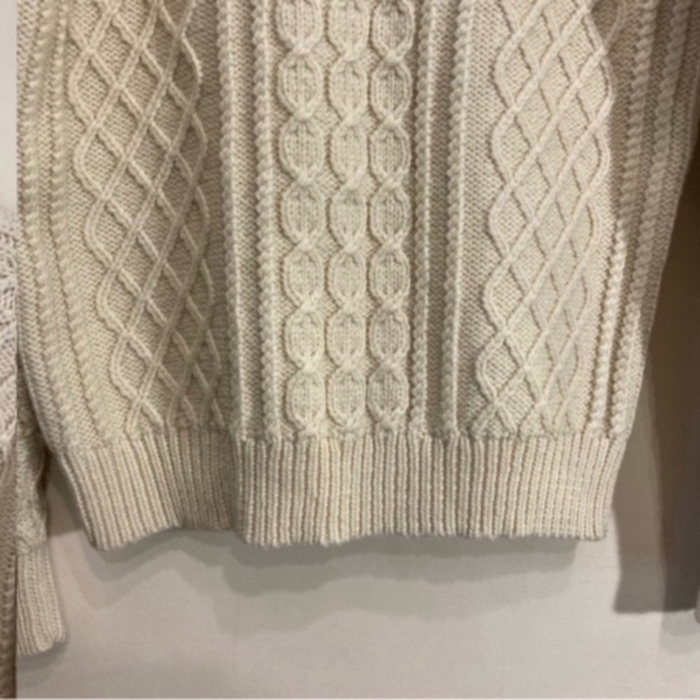 Tory Burch Fringe Pom Pom Crewneck Sweater Size XS Cream - Picture 7 of 14